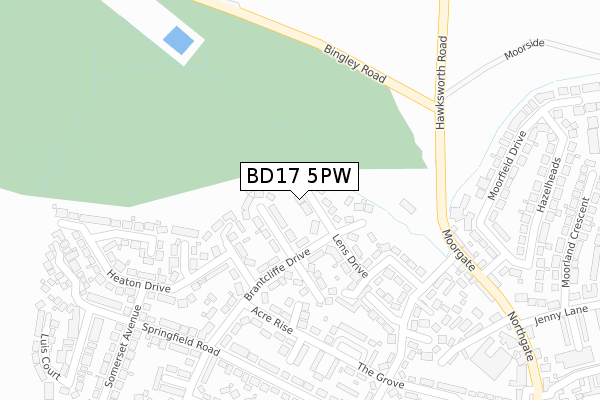 BD17 5PW map - large scale - OS Open Zoomstack (Ordnance Survey)