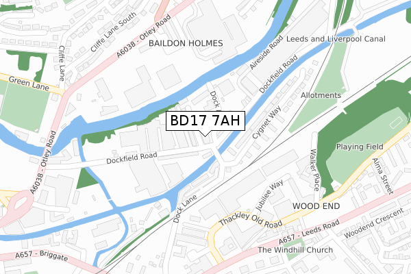 BD17 7AH map - large scale - OS Open Zoomstack (Ordnance Survey)