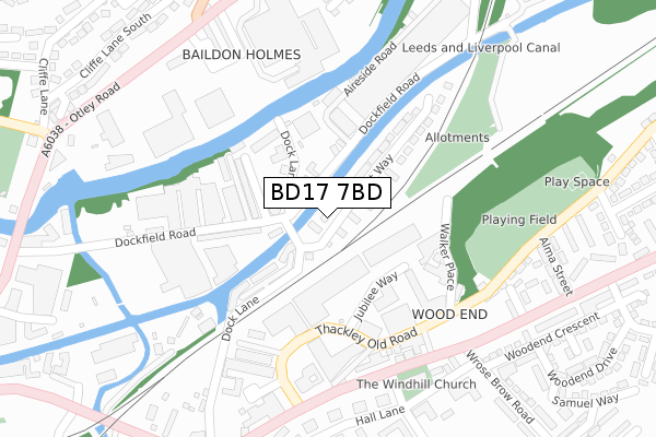 BD17 7BD map - large scale - OS Open Zoomstack (Ordnance Survey)