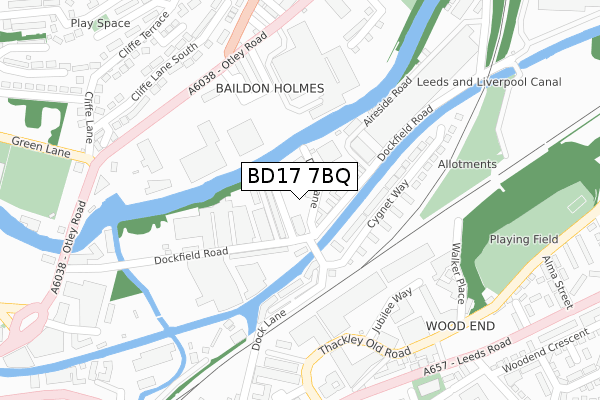 BD17 7BQ map - large scale - OS Open Zoomstack (Ordnance Survey)