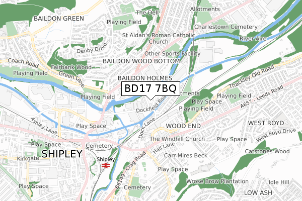 BD17 7BQ map - small scale - OS Open Zoomstack (Ordnance Survey)