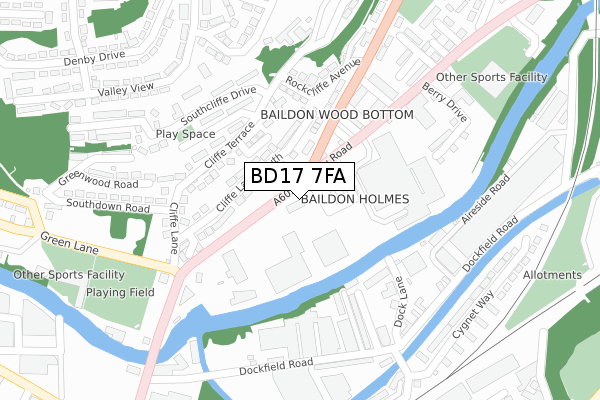 BD17 7FA map - large scale - OS Open Zoomstack (Ordnance Survey)