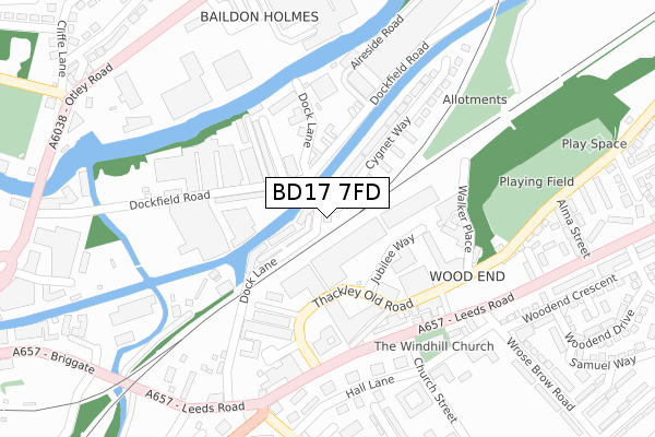 BD17 7FD map - large scale - OS Open Zoomstack (Ordnance Survey)