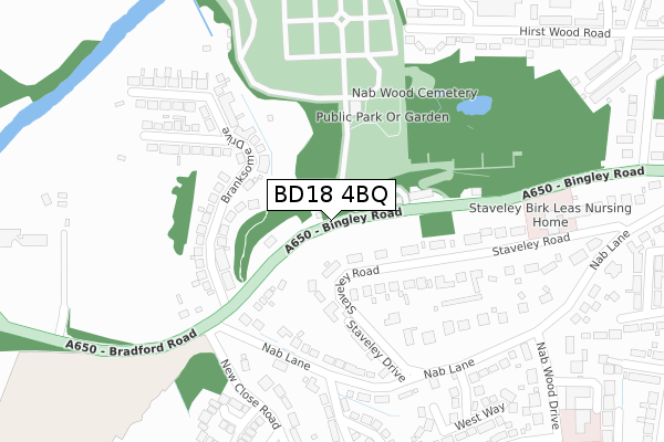 BD18 4BQ map - large scale - OS Open Zoomstack (Ordnance Survey)