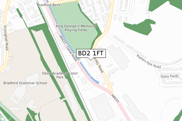 BD2 1FT map - large scale - OS Open Zoomstack (Ordnance Survey)