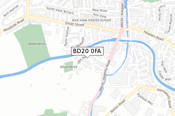 BD20 0FA map - large scale - OS Open Zoomstack (Ordnance Survey)