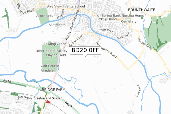 BD20 0FF map - small scale - OS Open Zoomstack (Ordnance Survey)