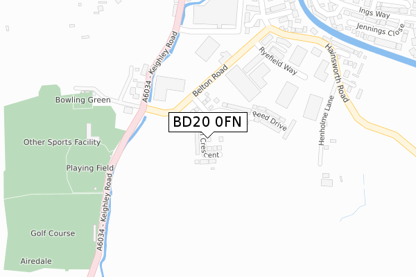 BD20 0FN map - large scale - OS Open Zoomstack (Ordnance Survey)