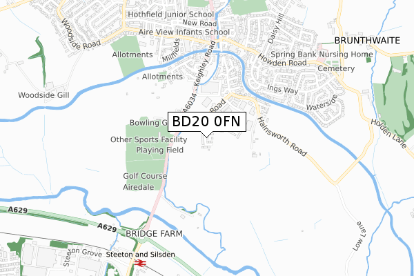 BD20 0FN map - small scale - OS Open Zoomstack (Ordnance Survey)