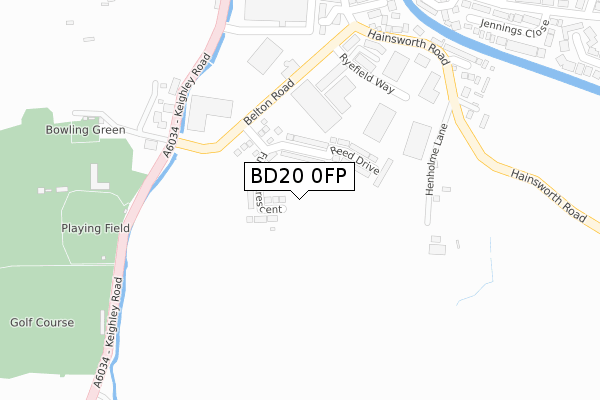 BD20 0FP map - large scale - OS Open Zoomstack (Ordnance Survey)