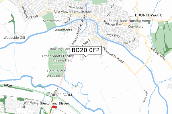 BD20 0FP map - small scale - OS Open Zoomstack (Ordnance Survey)