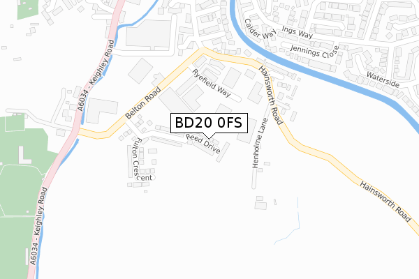 BD20 0FS map - large scale - OS Open Zoomstack (Ordnance Survey)