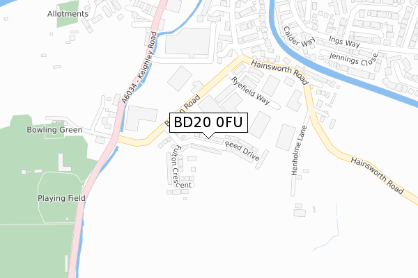 BD20 0FU map - large scale - OS Open Zoomstack (Ordnance Survey)