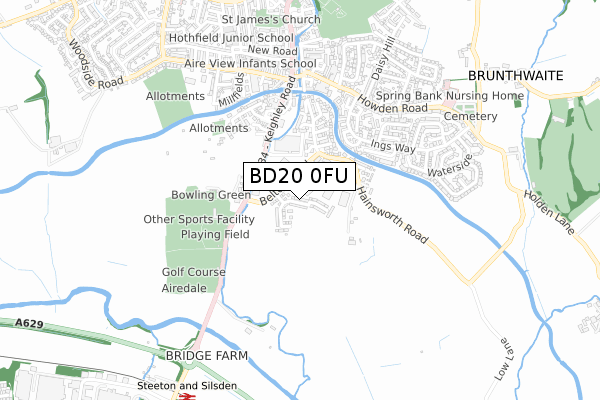 BD20 0FU map - small scale - OS Open Zoomstack (Ordnance Survey)