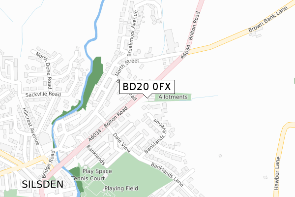 BD20 0FX map - large scale - OS Open Zoomstack (Ordnance Survey)