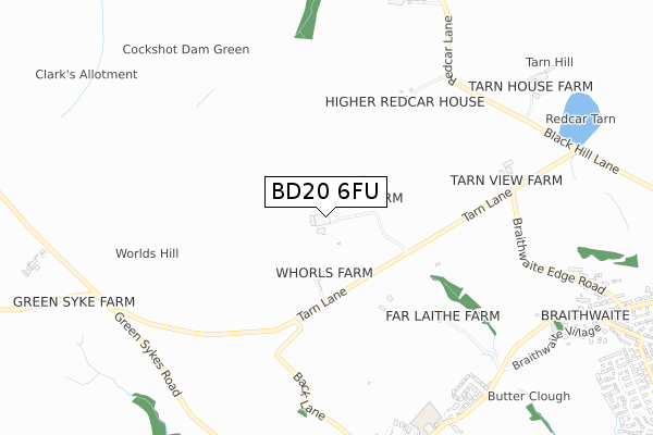 BD20 6FU map - small scale - OS Open Zoomstack (Ordnance Survey)