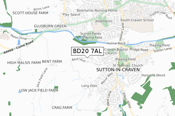 BD20 7AL map - small scale - OS Open Zoomstack (Ordnance Survey)