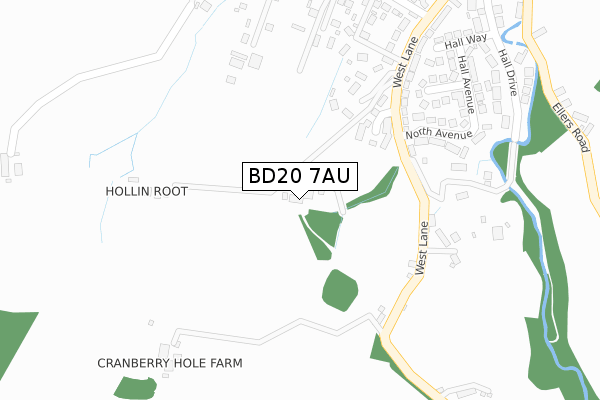 BD20 7AU map - large scale - OS Open Zoomstack (Ordnance Survey)