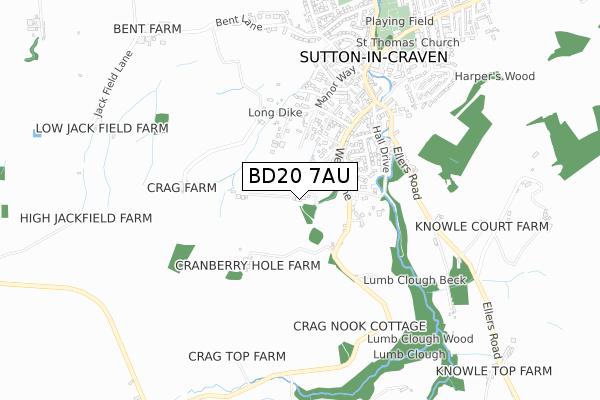 BD20 7AU map - small scale - OS Open Zoomstack (Ordnance Survey)