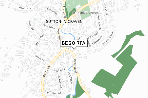 BD20 7FA map - large scale - OS Open Zoomstack (Ordnance Survey)