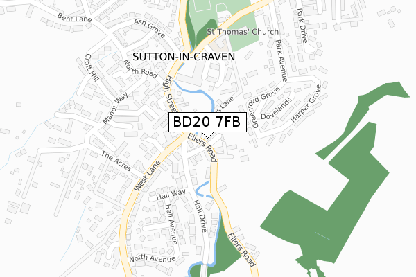 BD20 7FB map - large scale - OS Open Zoomstack (Ordnance Survey)