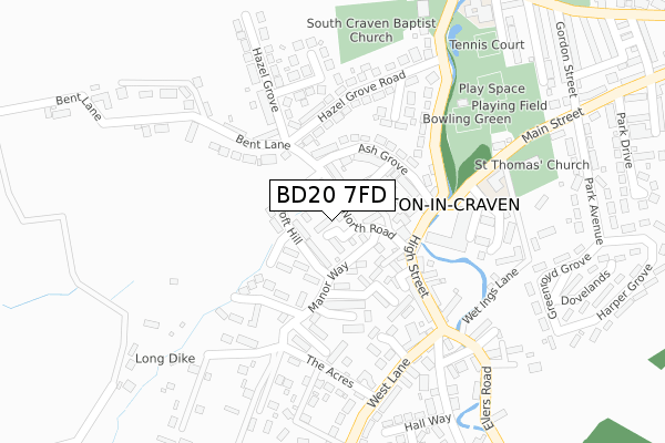 BD20 7FD map - large scale - OS Open Zoomstack (Ordnance Survey)