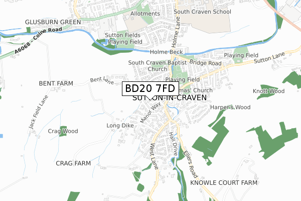 BD20 7FD map - small scale - OS Open Zoomstack (Ordnance Survey)