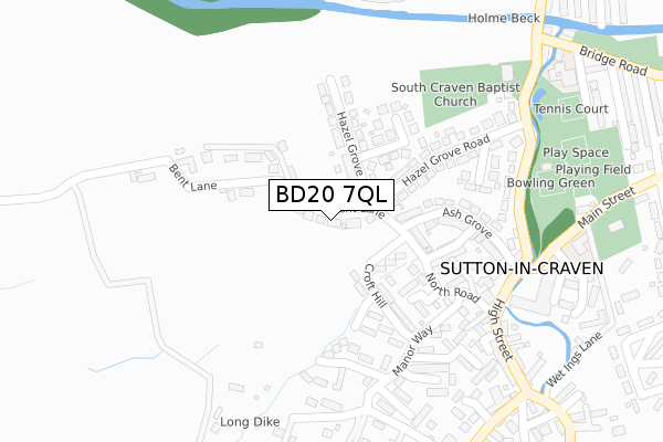 BD20 7QL map - large scale - OS Open Zoomstack (Ordnance Survey)