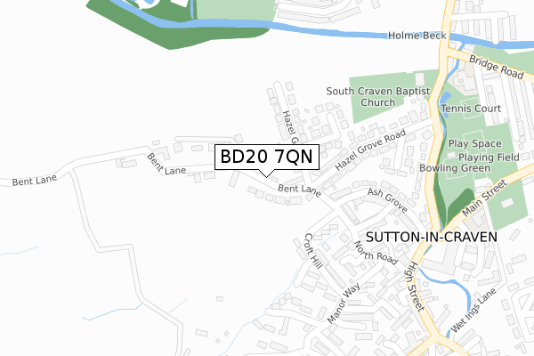 BD20 7QN map - large scale - OS Open Zoomstack (Ordnance Survey)