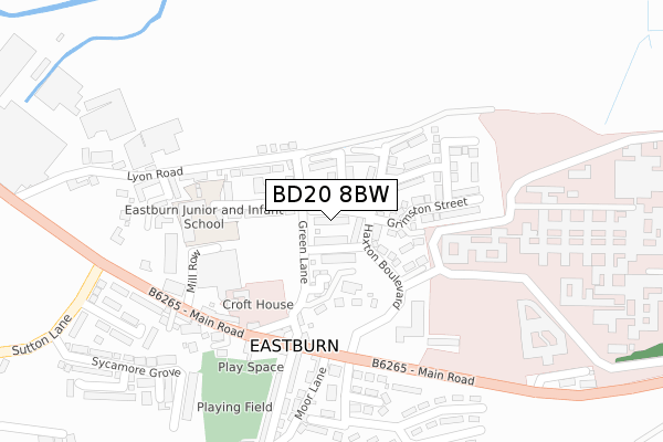 BD20 8BW map - large scale - OS Open Zoomstack (Ordnance Survey)