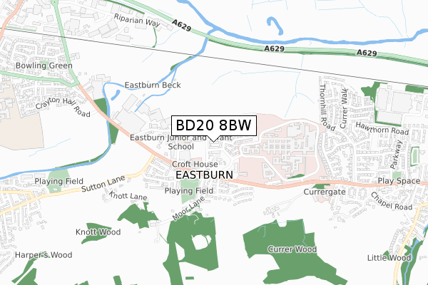 BD20 8BW map - small scale - OS Open Zoomstack (Ordnance Survey)