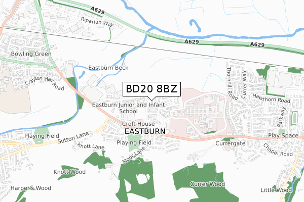 BD20 8BZ map - small scale - OS Open Zoomstack (Ordnance Survey)