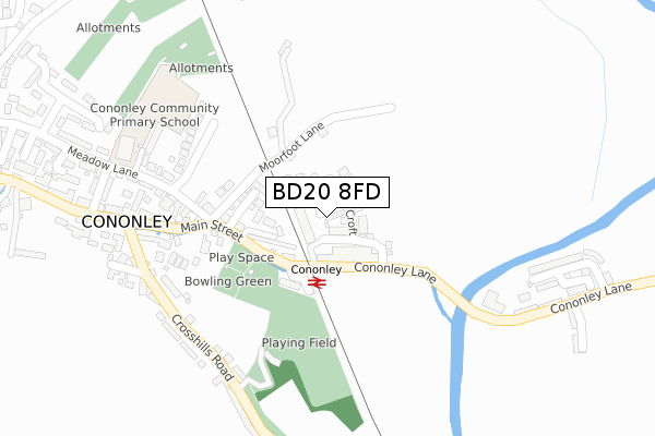 BD20 8FD map - large scale - OS Open Zoomstack (Ordnance Survey)