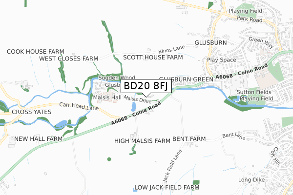 BD20 8FJ map - small scale - OS Open Zoomstack (Ordnance Survey)