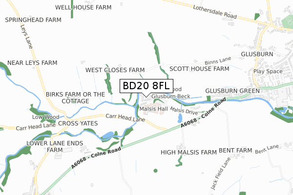 BD20 8FL map - small scale - OS Open Zoomstack (Ordnance Survey)