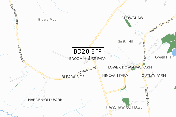 BD20 8FP map - small scale - OS Open Zoomstack (Ordnance Survey)