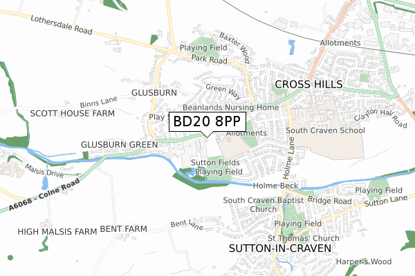 BD20 8PP map - small scale - OS Open Zoomstack (Ordnance Survey)