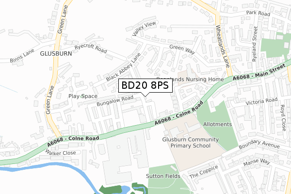 BD20 8PS map - large scale - OS Open Zoomstack (Ordnance Survey)