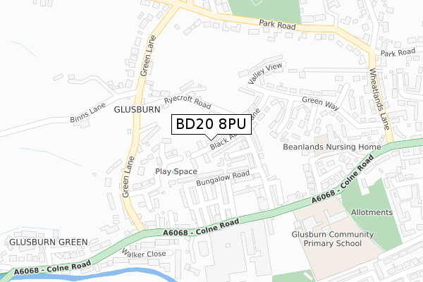 BD20 8PU map - large scale - OS Open Zoomstack (Ordnance Survey)