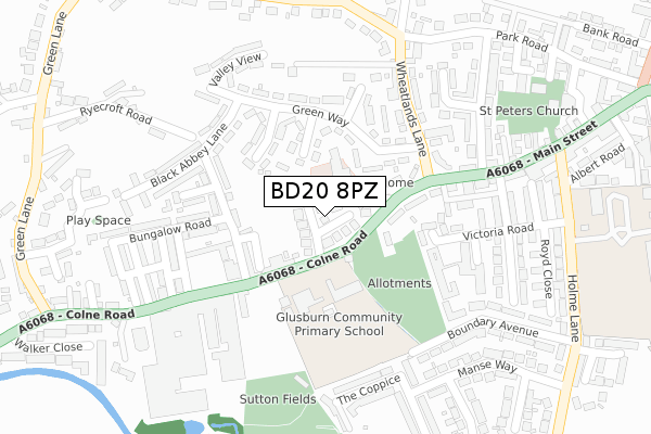 BD20 8PZ map - large scale - OS Open Zoomstack (Ordnance Survey)