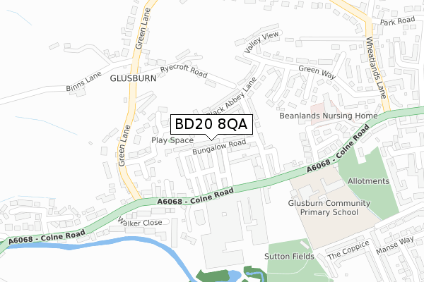 BD20 8QA map - large scale - OS Open Zoomstack (Ordnance Survey)