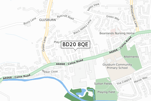 BD20 8QE map - large scale - OS Open Zoomstack (Ordnance Survey)