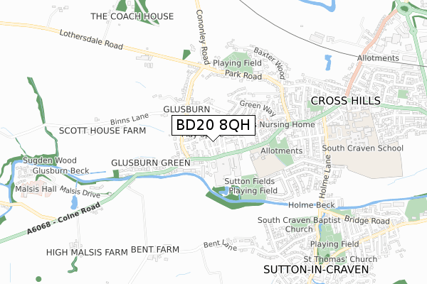 BD20 8QH map - small scale - OS Open Zoomstack (Ordnance Survey)