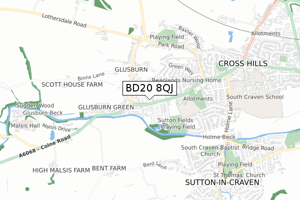 BD20 8QJ map - small scale - OS Open Zoomstack (Ordnance Survey)