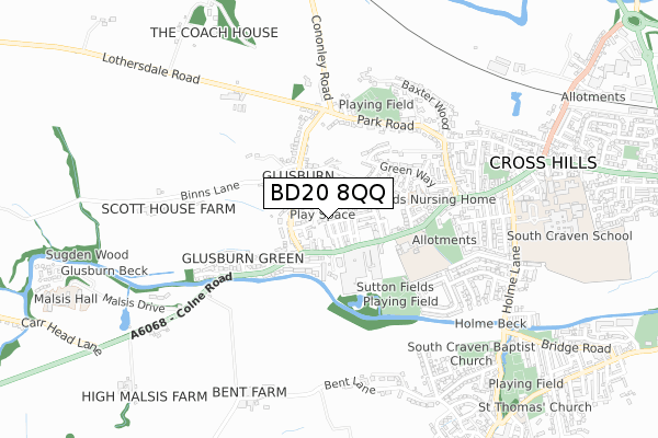 BD20 8QQ map - small scale - OS Open Zoomstack (Ordnance Survey)