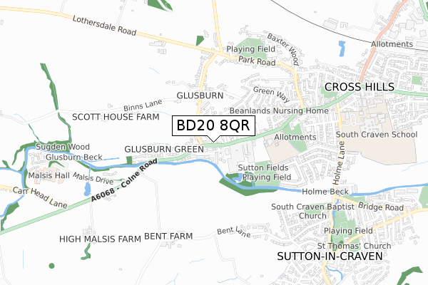 BD20 8QR map - small scale - OS Open Zoomstack (Ordnance Survey)