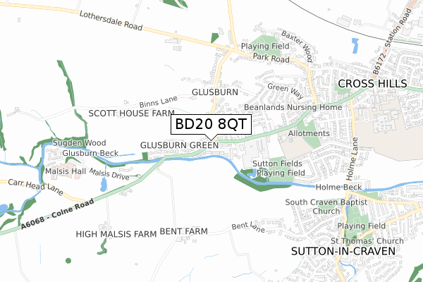 BD20 8QT map - small scale - OS Open Zoomstack (Ordnance Survey)