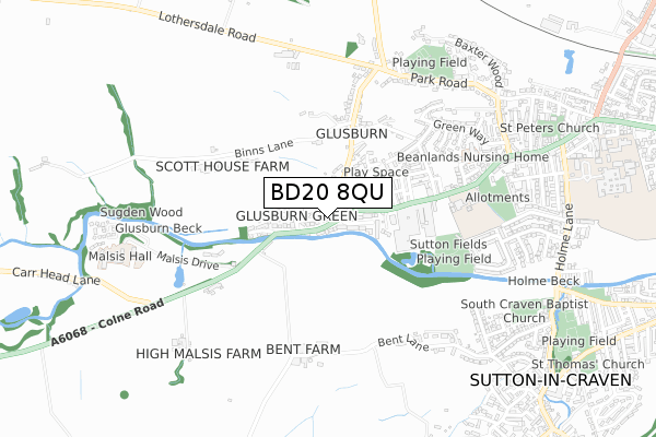 BD20 8QU map - small scale - OS Open Zoomstack (Ordnance Survey)