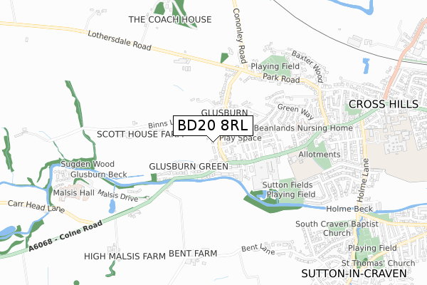 BD20 8RL map - small scale - OS Open Zoomstack (Ordnance Survey)