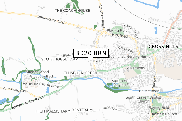 BD20 8RN map - small scale - OS Open Zoomstack (Ordnance Survey)